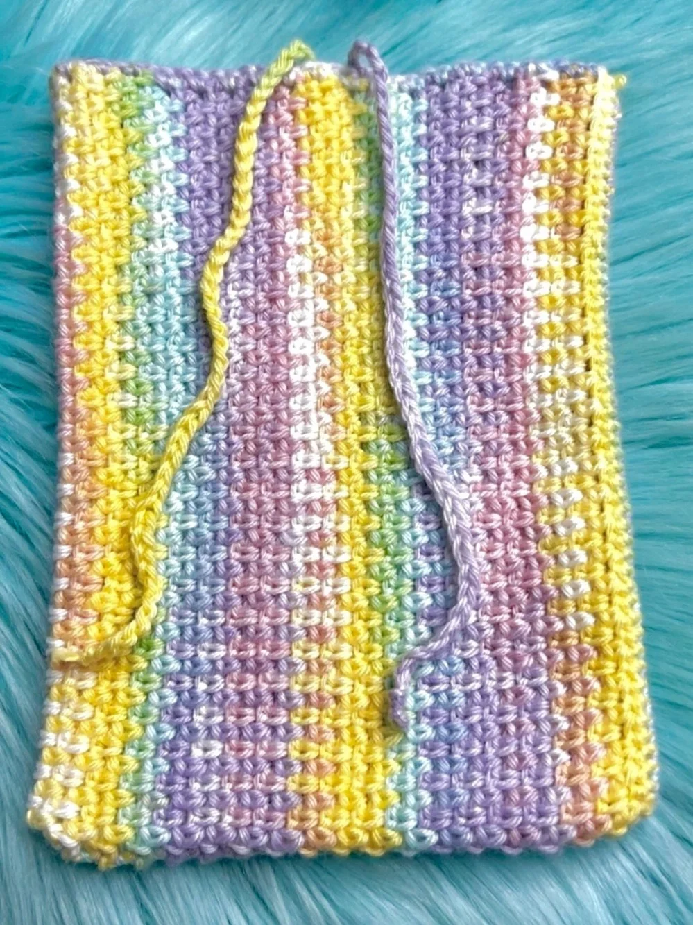 PinkRainCloud Handmade Pastel Crochet Book Pouch Sleeve Pouch Soft Textured